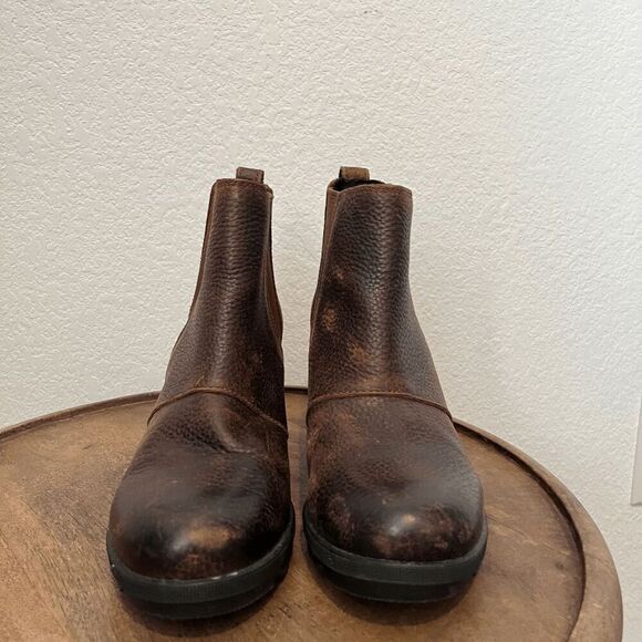 Sorel Joan of Arctic Wedge II Pull-On Brown Leather Chelsea Boots Women's 8.5 - Picture 9 of 13